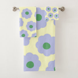 Conjunto De Toalhas Padrão de Flor de Hippie Verde Azul de Pré-Disquet