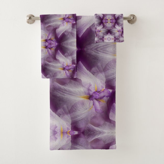 Conjunto De Toalhas Padrão de Flor de Íris Japonesa Roxa (Insitu)