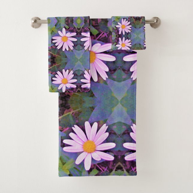 Conjunto De Toalhas Padrão de Flor de Margarida Rosa Retrô (Insitu)