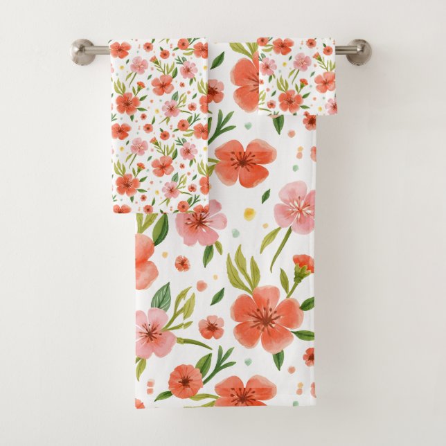 Conjunto De Toalhas Padrão de flor linda (Insitu)