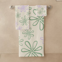 Padrão de Flor Pequeno Púrpura Verde Retroativa