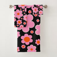 Padrão De Flor Retroativo Preto Cor-De-Rosa E Lara