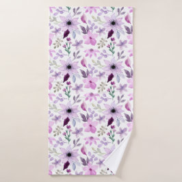 Conjunto De Toalhas Padrão de Flor Rosa e Roxa Elegante