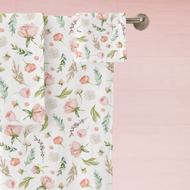 Conjunto De Toalhas Padrão de Flor Rosa Rosa Rosa Rosa Rosa Moderna (Criador carregado)