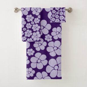 Conjunto De Toalhas Padrão de Flor - Roxo
