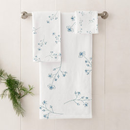 Conjunto De Toalhas Padrão de flor selvagem azul
