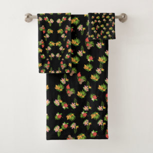 Conjunto De Toalhas Padrão de flor silvestre, na moda vermelha e rosa,