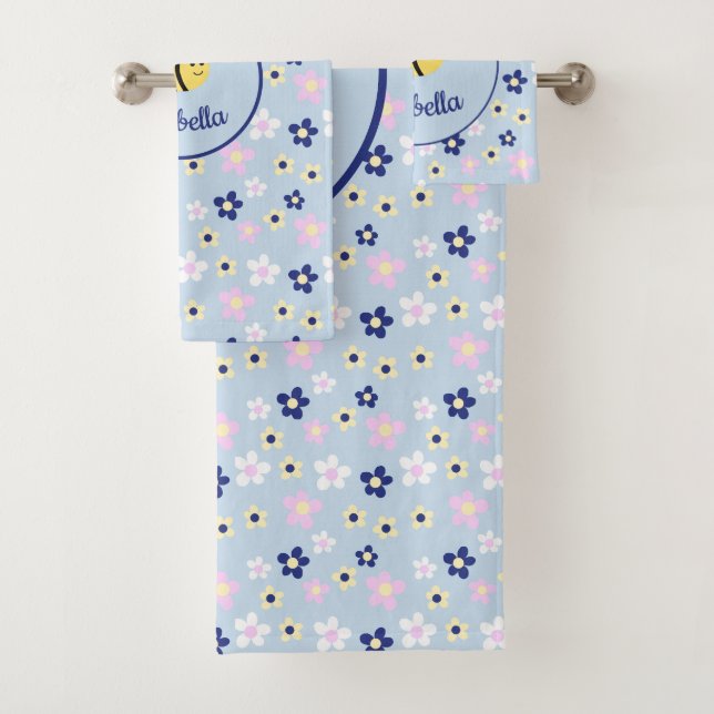 Conjunto De Toalhas Padrão de Flor Simples Fofo (Insitu)