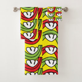 Conjunto De Toalhas Padrão de Flor Verde Vermelho Vegetal