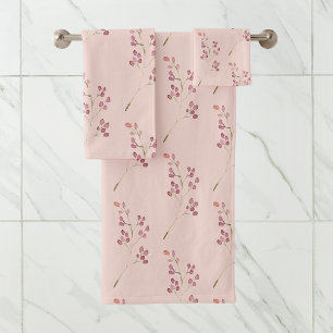Conjunto De Toalhas Padrão de Flor Vermelho Moderno da Cor da Água