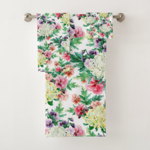 Conjunto De Toalhas Padrão de flores coloridas de verão