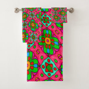 Conjunto De Toalhas Padrão de Flores de Abstrato exclusivo