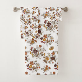 Conjunto De Toalhas Padrão de Flores de Boho Retro