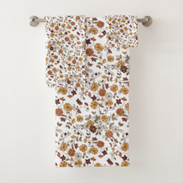 Conjunto De Toalhas Padrão de Flores de Boho Retro