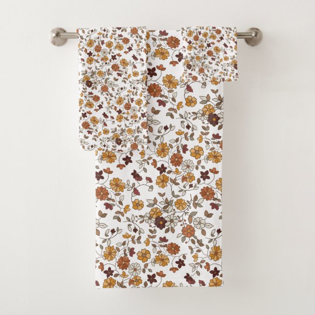Conjunto De Toalhas Padrão de Flores de Boho Retro (Insitu)