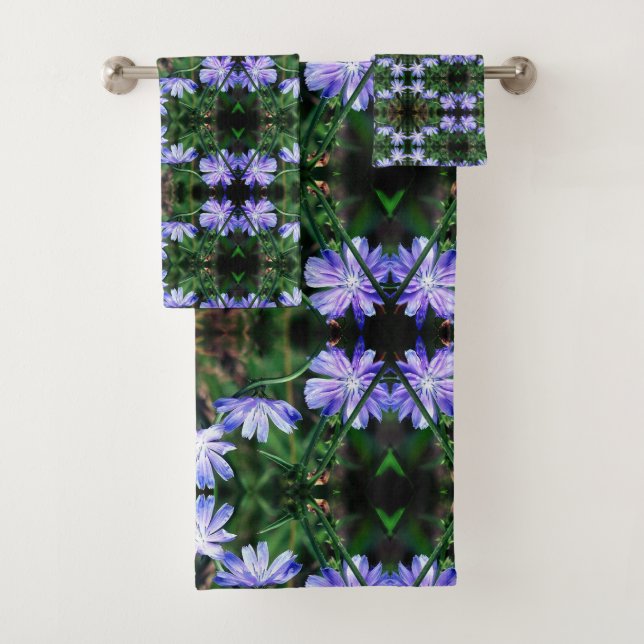Conjunto De Toalhas Padrão de Flores de Chicória Selvagem Azul (Insitu)