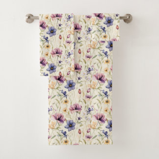 Conjunto De Toalhas Padrão de Flores de Iris Vintage
