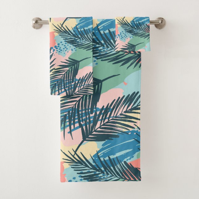 Conjunto De Toalhas Padrão de Folha de Pastel Tropical (Insitu)