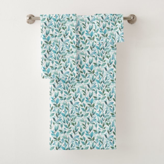 Conjunto De Toalhas Padrão de Folha de Primavera de Aquarela (Insitu)