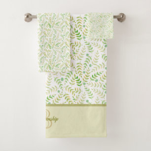 Conjunto De Toalhas Padrão de Folha do Nature Fern do Monograma Person