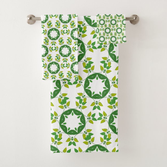 Conjunto De Toalhas Padrão De Folha, Padrão De Folhas, Folhas Verdes (Insitu)