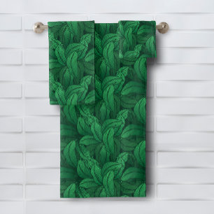 Conjunto De Toalhas Padrão de Folha Tropical