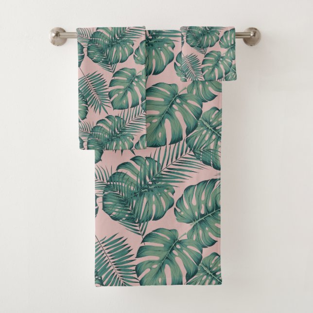 Conjunto De Toalhas Padrão de Folha Tropical (Insitu)