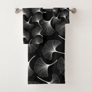 Conjunto De Toalhas Padrão de folhas de abstrato branco sobre fundo p