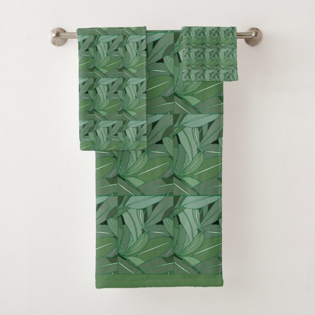 Conjunto De Toalhas Padrão de Folhas de Eucalipto Verde  (Insitu)