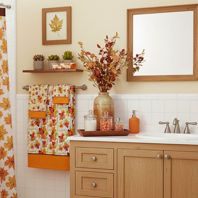 Conjunto De Toalhas Padrão de folhas de mapa de outono (Criador carregado)