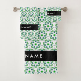 Conjunto De Toalhas Padrão de Folhas, Folhas Verdes, Seu Nome