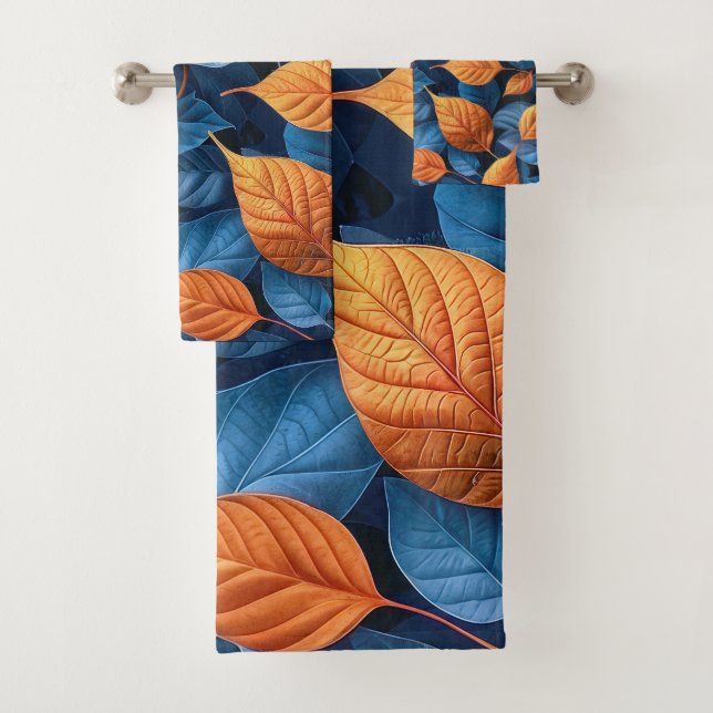 Conjunto De Toalhas Padrão de folhas multicolorido (Insitu)