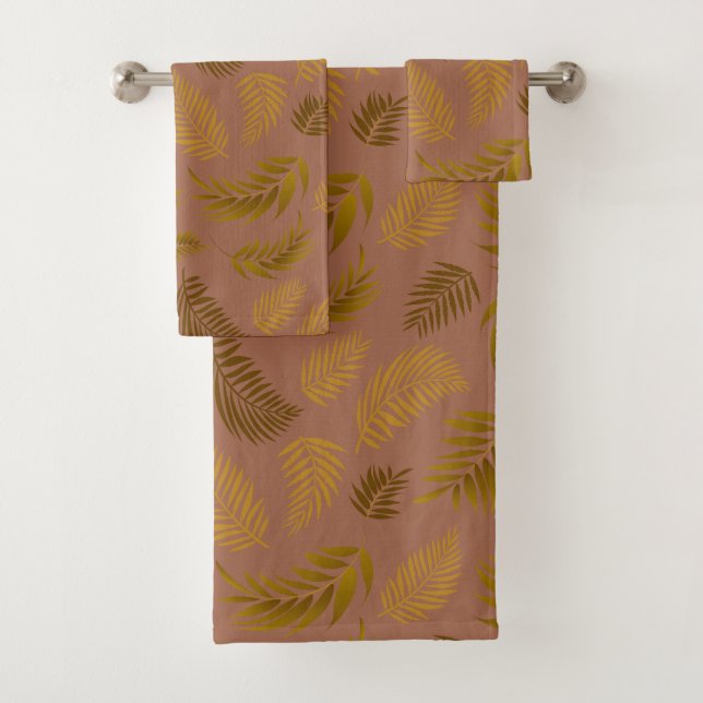 Conjunto De Toalhas Padrão de Folhas Tropicais 15 (Insitu)