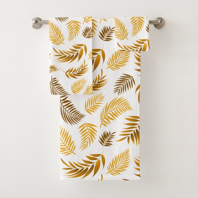 Conjunto De Toalhas Padrão de Folhas Tropicais 22 (Insitu)