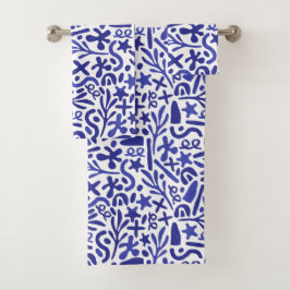 Conjunto De Toalhas Padrão de formas azuis