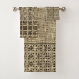 Conjunto De Toalhas Padrão de frade bege e preto