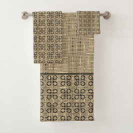 Conjunto De Toalhas Padrão de frade bege e preto