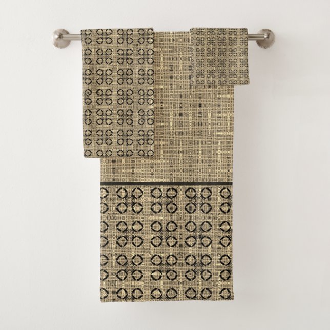 Conjunto De Toalhas Padrão de frade bege e preto (Insitu)