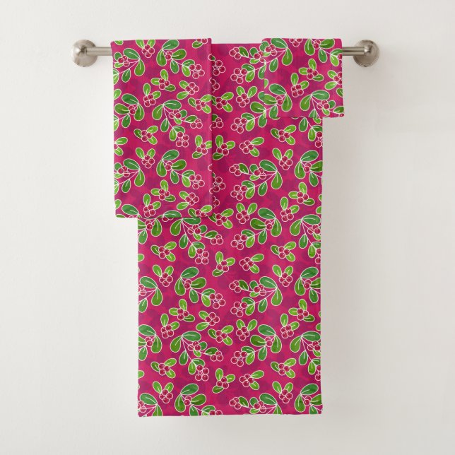 Conjunto De Toalhas Padrão de Fruta de amora festiva, Fuchsia (Insitu)