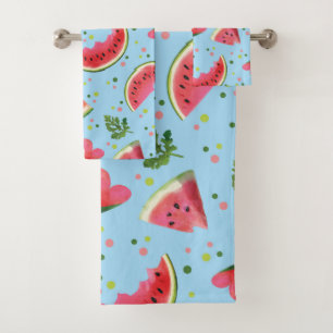 Conjunto De Toalhas Padrão de Fruta de Verão Melancia verde-viva