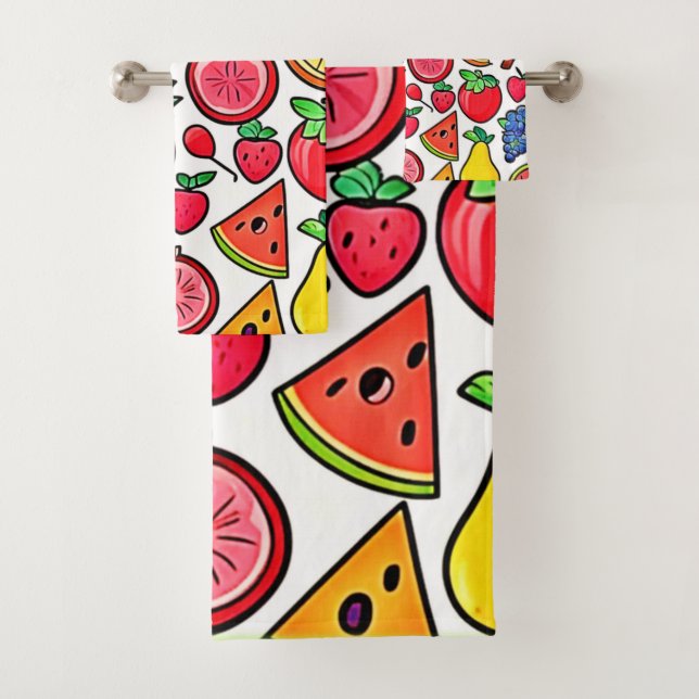 Conjunto De Toalhas Padrão de Fruta Vibrante (Insitu)