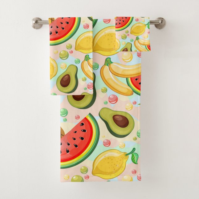 Conjunto De Toalhas Padrão de Frutas de Verão Fresco (Insitu)
