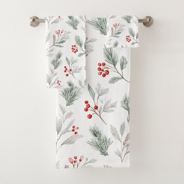 Conjunto De Toalhas Padrão de Frutas de Visco e Azevinho (Insitu)
