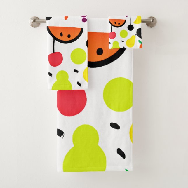 Conjunto De Toalhas Padrão de Frutas Neon Brilho Tropical (Insitu)