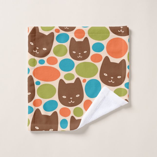 Conjunto De Toalhas Padrão de Gatos de bolinhas (Pano de lavar)