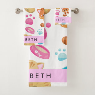 Conjunto De Toalhas Padrão De Gatos, Gatos Frescos, Gatinho, Patas, Se