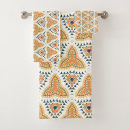 Conjunto De Toalhas Padrão de Geo Laranja ouro