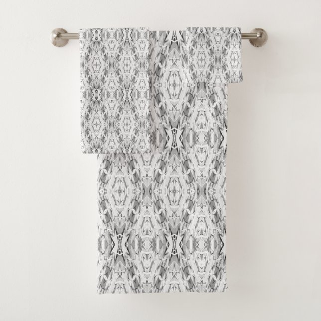 Conjunto De Toalhas Padrão de geometria da abstrato de cinza clara (Insitu)