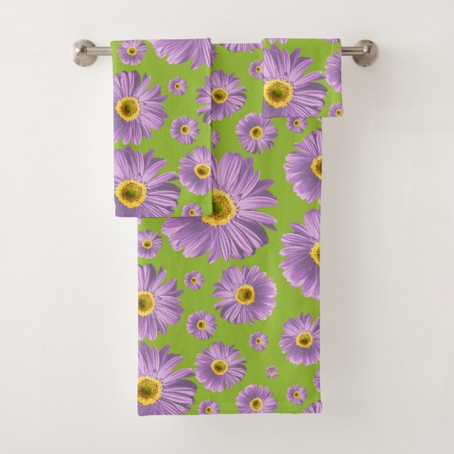 Conjunto De Toalhas Padrão de Gérbera Margarida Brilhante (Insitu)