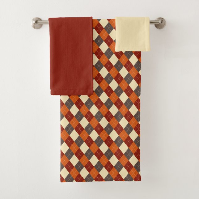 Conjunto De Toalhas Padrão de Gingham de outono (Insitu)